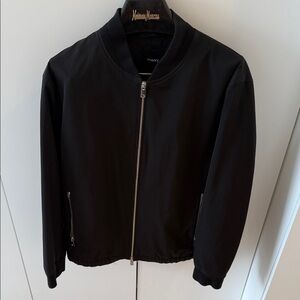 Theory Black Bomber Jacket with Silver Zip